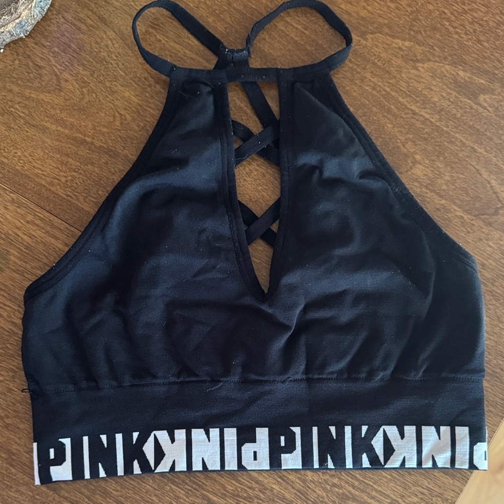 PINK Victoria's Secret Black Crisscross Bralette